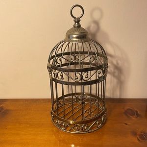 Decorative 13"silver Color Metal Bird Cage Farmhouse Dome hinged front